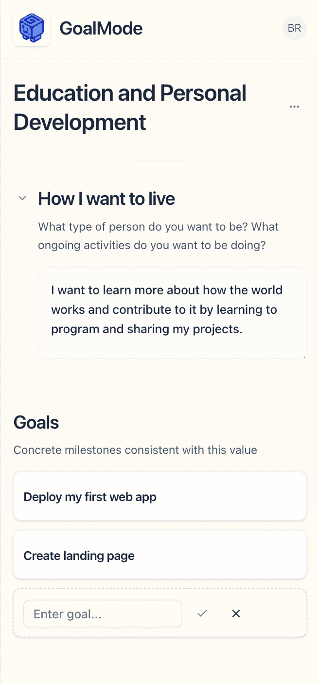 GoalMode mobile app